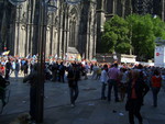 The people in the back are queued up for entering the Cathedral.